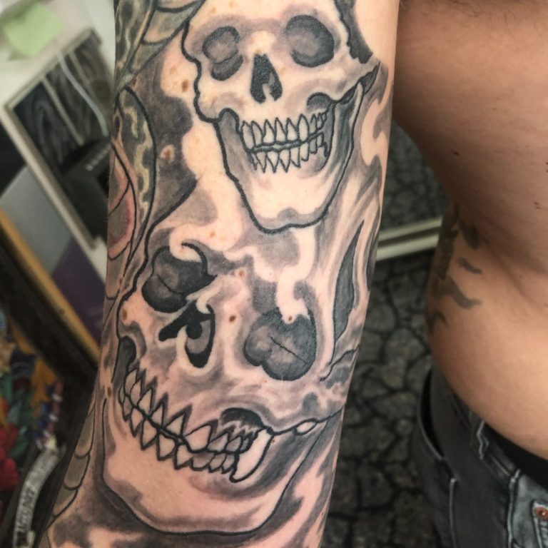 Skull Black and Grey Tattoo